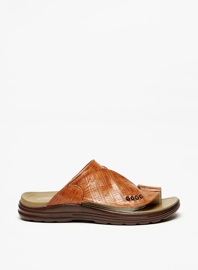 Al Waha Men Textured Slip-On Arabic Sandals with Toe Loop  - Image 1