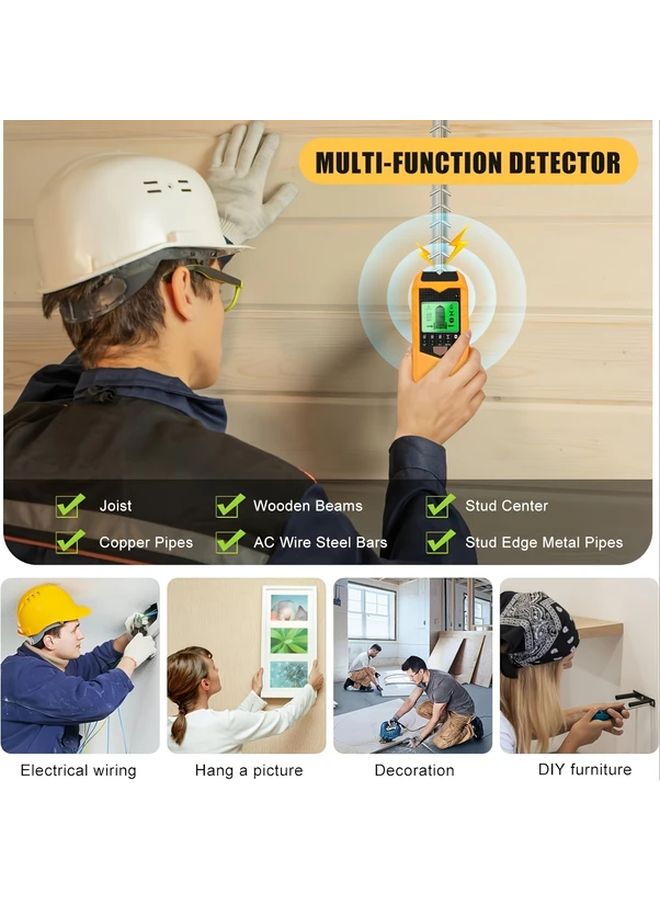 Silvery Black 5 In 1 Smart Stud Finder Wall Scanner Detects Metal Studs AC Wires LCD Display Battery Powered - Image 5