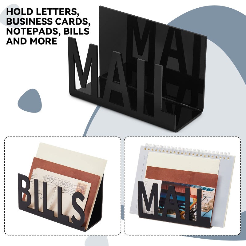 Quzzil 2 Pcs Mail Bill Organizers Holders for Desk Mail Holder Countertop Hollow Sorter Letter Decorative Bill and Desk Vertical Envelope Holder - Image 3