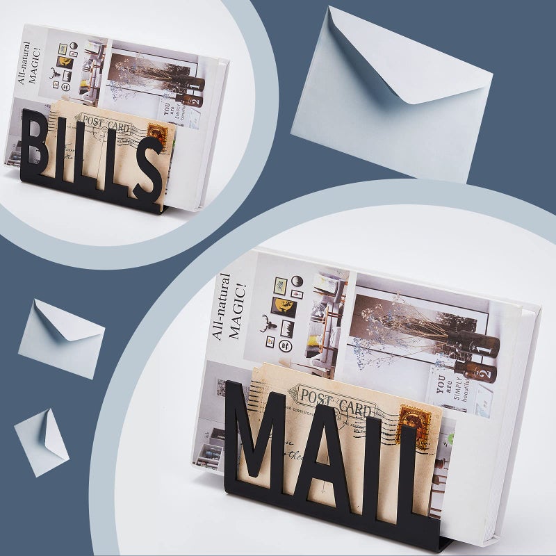 Quzzil 2 Pcs Mail Bill Organizers Holders for Desk Mail Holder Countertop Hollow Sorter Letter Decorative Bill and Desk Vertical Envelope Holder - Image 4