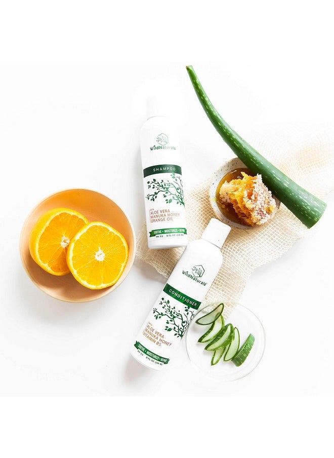 Wild Naturals - Manuka Honey Shampoo And Conditioner - Soothing Moisturizing Formula For Eczema, Psoriasis, Curly Hair And Color-Safe - All Natural Set - Image 1