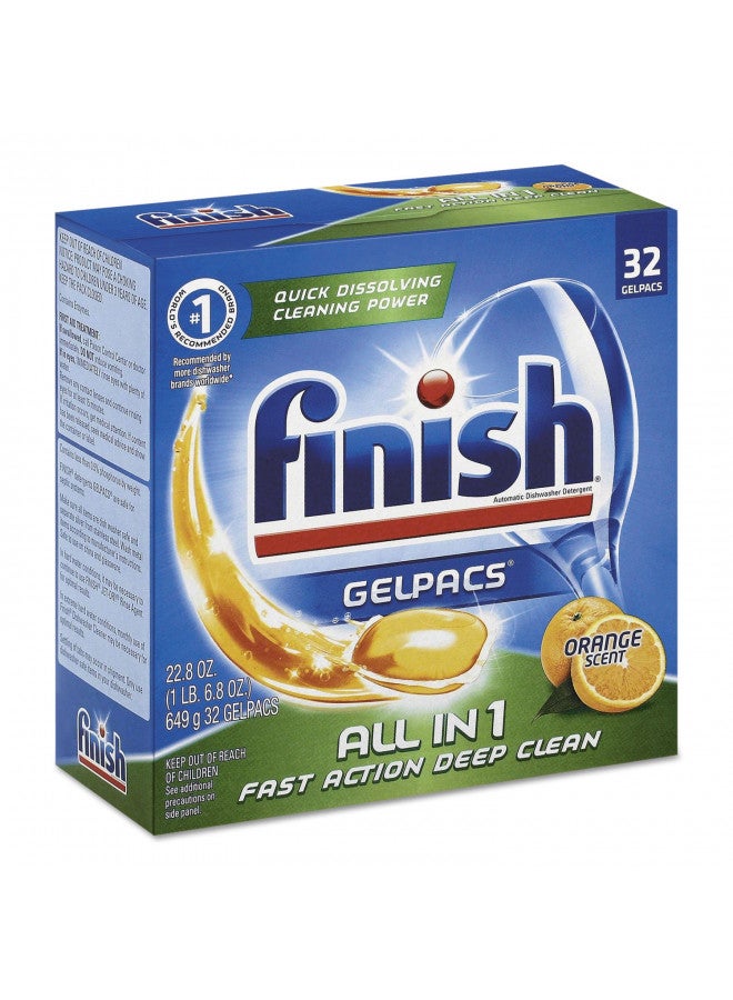 Finish All in 1 Gelpacs, Dishwasher Detergent Tablets, Orange, 32 Count - Image 3