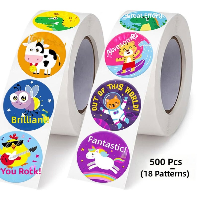 18 patterns cartoon animal reward graffiti sticker pvc sticker teacher encouragement gift card  DIY - Image 1