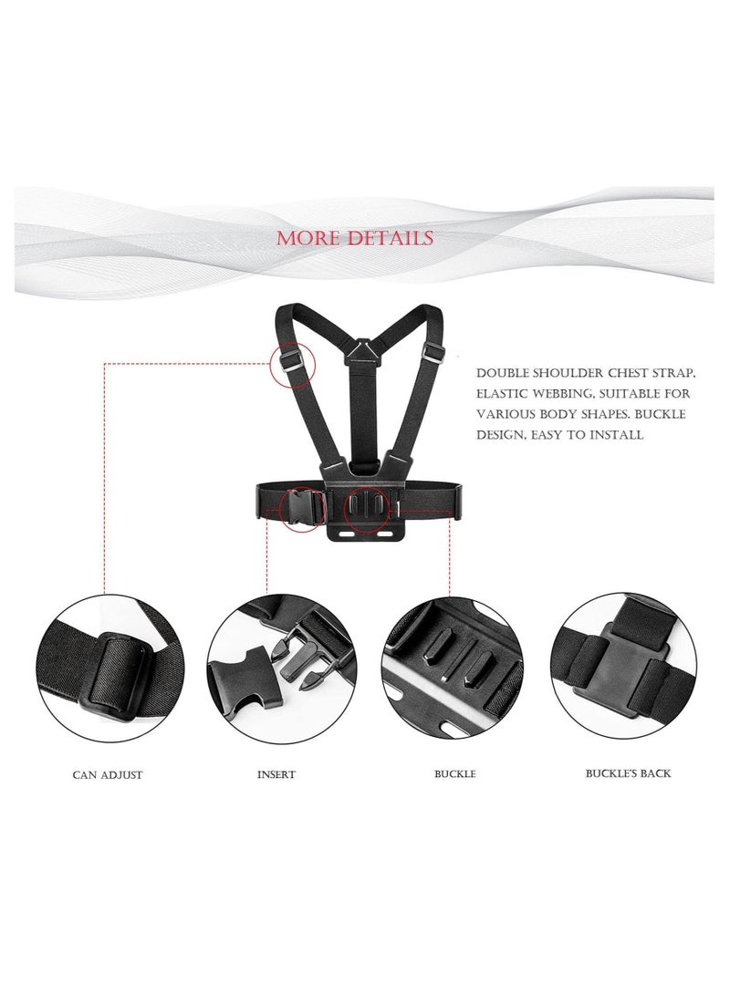Captaintech Camera Chest Mount Strap Harness Fit for AKASO DJI Osmo Adjustable Cell Phone with Sports Installation Bracket kit Mobile Bracket Backpack Clip Holder - Image 5