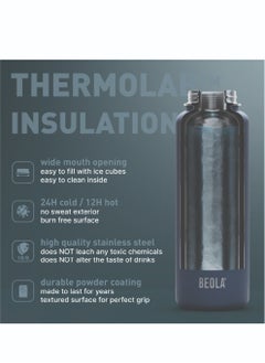 BEOLA 750ml Water Bottle 18/8 Stainless Steel 304 Double Wall Insulated Thermos Bottle with Straw Lid and wide mouth, 2 lids included, Hot Cold Liquids Sports Bottle, 24oz (Ice Blue)  - Image 4