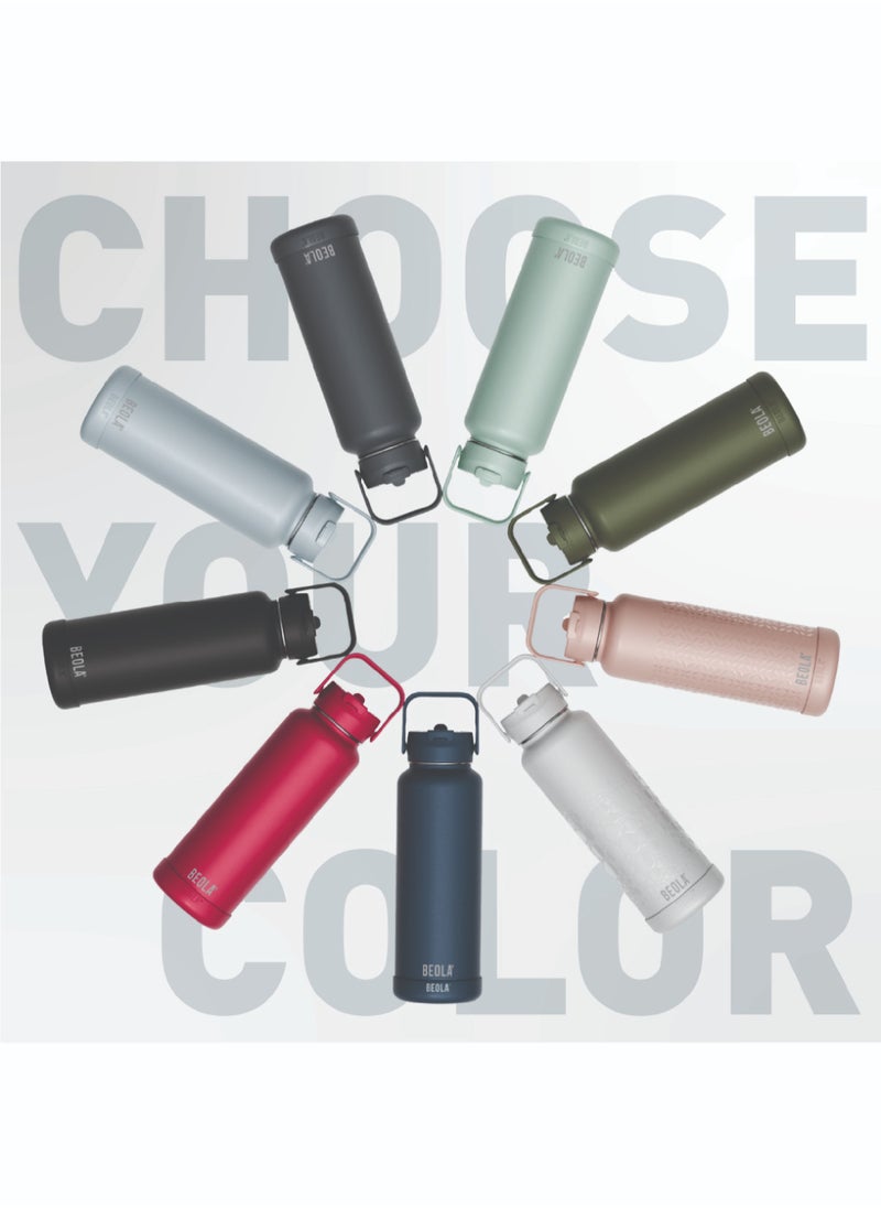 BEOLA - 750ml Water Bottle 18/8 Stainless Steel 304 Double Wall Insulated Thermos Bottle with Straw Lid and wide mouth, 2 lids included, Hot Cold Liquids Sports Bottle, 24oz (Ice Blue) - Image 1