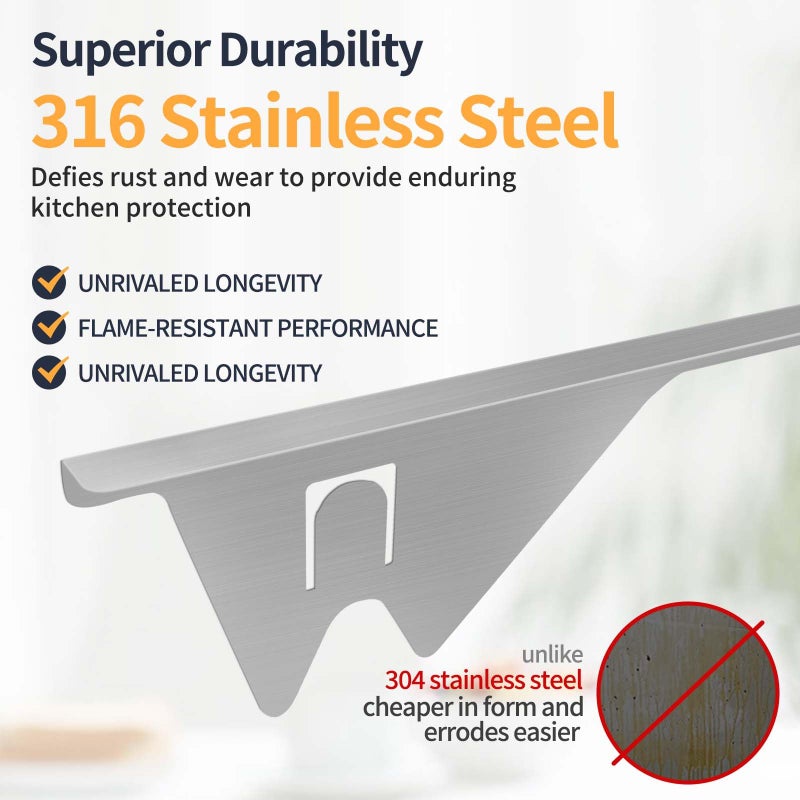 ALMCALS Upgrade 316 Stainless Steel Stove Gap Covers, 2 Pack Stove Gap Filler ALMCALS Stove Gap Guards Range Trim Kit Heat Resistant Oven Gap Filler Between Stovetop and Counter - Image 5
