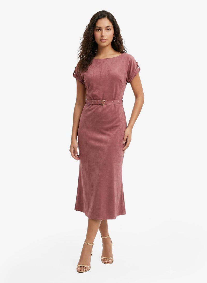 GUESS Crew Neck Fit & Flare Maxi Dress - Image 1