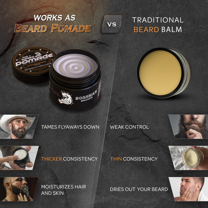 Bossman Hair & Beard Pomade for Men (Stagecoach Scent) â€“ Medium Hold & Moisturizing for Hair, Beard & Mustache Styling â€“ Made in USA - Image 2