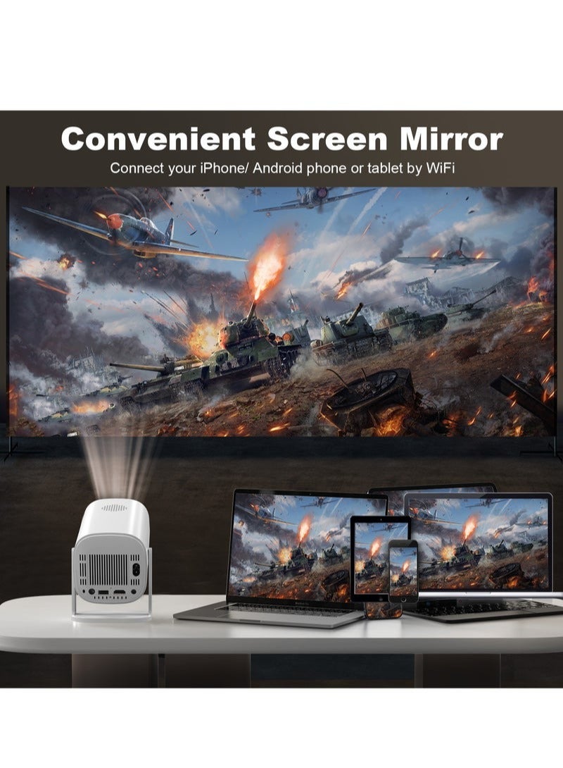 غاز بروجيكتور ميني ذكي أندرويد – نظام Android 11، دقة HD 720P (يدعم 4K)، مدخل HDMI، واي فاي مزدوج 2.4G/5G، بلوتوث، مثالي للسينما المنزلية والعروض المكتبية – أبيض - Image 2