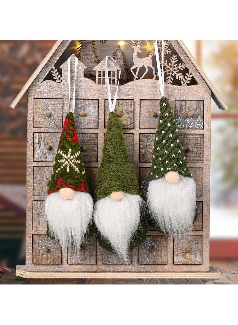 AUTOYSUR Christmas Ornaments Hanging Gnome Christmas Decorations, Christmas Decor Lovely Faceless Doll Plush Gnomes Santa Doll Xmas Dolls for Christmas Tree Decorations (green) - Image 1