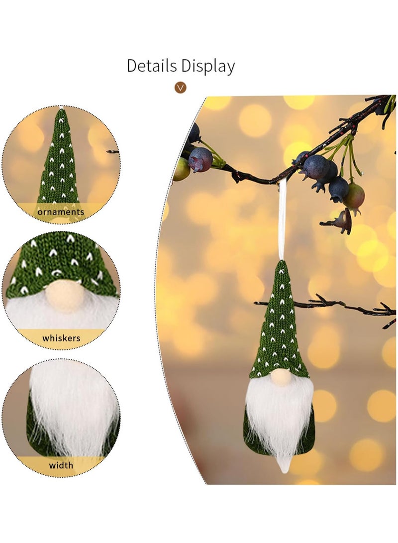 AUTOYSUR Christmas Ornaments Hanging Gnome Christmas Decorations, Christmas Decor Lovely Faceless Doll Plush Gnomes Santa Doll Xmas Dolls for Christmas Tree Decorations (green) - Image 2