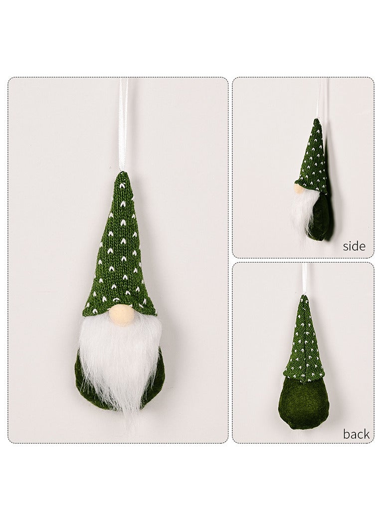 AUTOYSUR Christmas Ornaments Hanging Gnome Christmas Decorations, Christmas Decor Lovely Faceless Doll Plush Gnomes Santa Doll Xmas Dolls for Christmas Tree Decorations (green) - Image 3