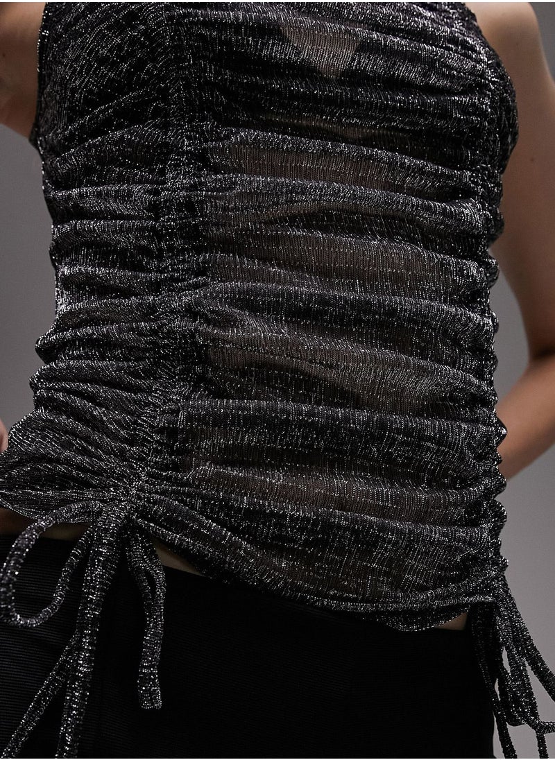 TOPSHOP - Ruched Tie Detail Tank Top - Image 1