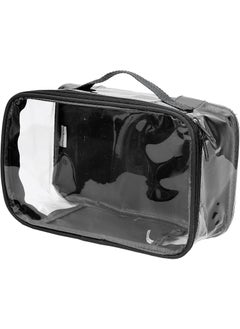 EzPacking Small Clear Travel Packing Cube/See Through PVC Plastic Pouch for Carry On Suitcase, Backpack or Diaper Bag/Transparent Multipurpose Accessories, Makeup & Underwear Organizer w/Handle (Black) 