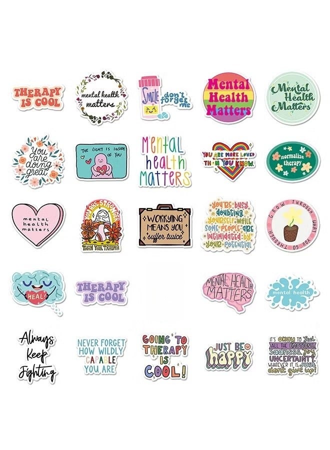 100Pcs Mental Health Stickers Mental Health Matters Awareness Vinyl Laptops Decals Kids Teens Adults Gifts Therapist Water Bottles Bumper Helmet Book Decorative Doctor Reward Stickers - Image 5
