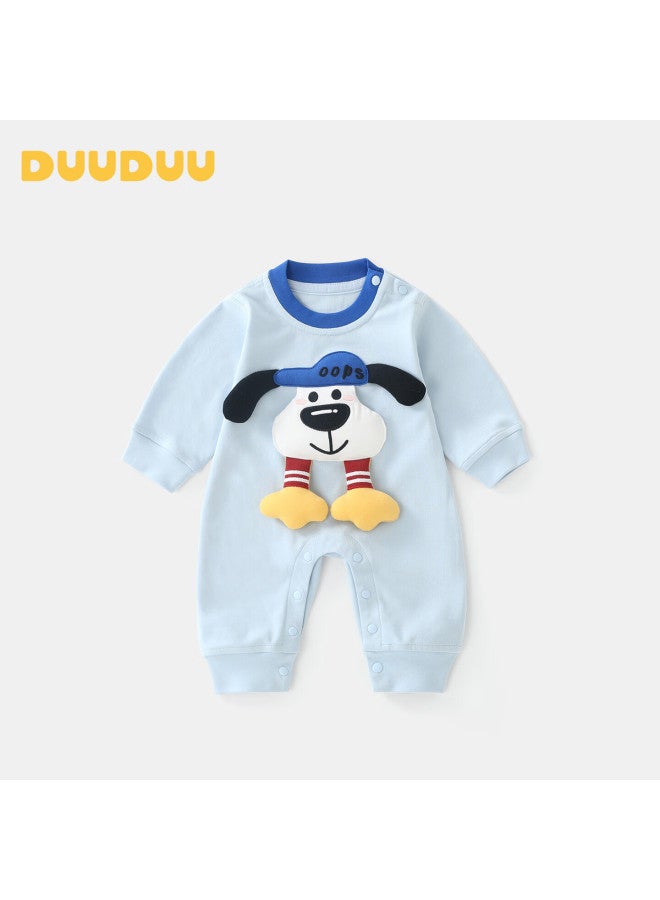 Duuduu Baby Clothes Newborn Onesie Autumn Romper For Baby Boys Boneless Bodysuit Infant Outdoor Wear Blue 90cm - Image 1