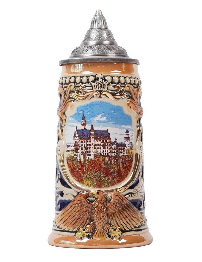 BEER STEIN MUG GERMAN CASTLE STANLEY OKTOBERFEST BAVARIAN MUCHEN VIKING TANKARD WITH PETWER LID FOR MAN LOVERS GIFTS FATHER 07 LITER