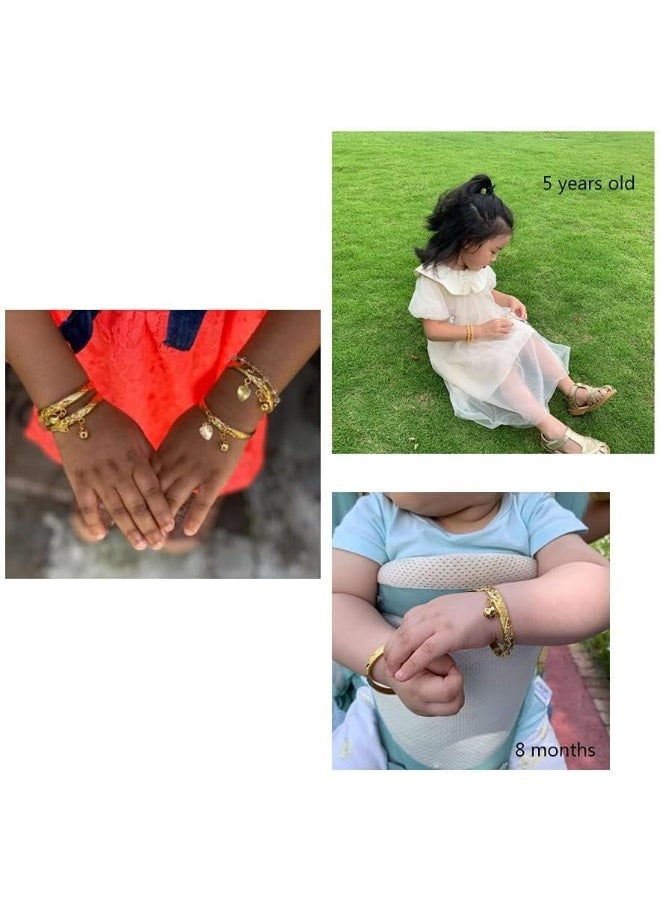 Ethlyn Birthday Gifts for baby 18K Gold plated Mini Size Baby Bangles Bracelet for infants girls boys Stars Bells Heart Jewelry (2pcs/lot) - Image 2