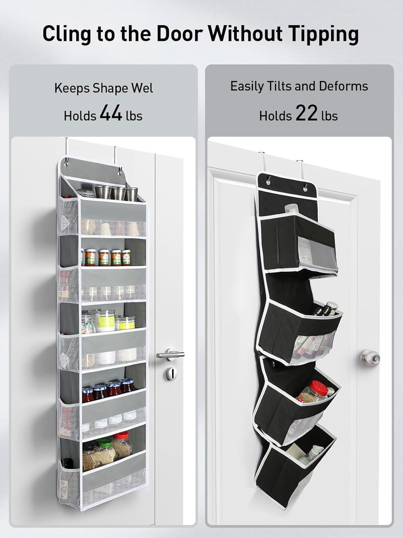 Yecaye 1 Pc Over the Door Organizer with 5 Bins 10 Side Pockets 44lbs Load Hanging Bathroom and Bedroom Organizer behind the Door Hanging Organizers for Nursery Newborn Baby Essential Stuff Grey - Image 3