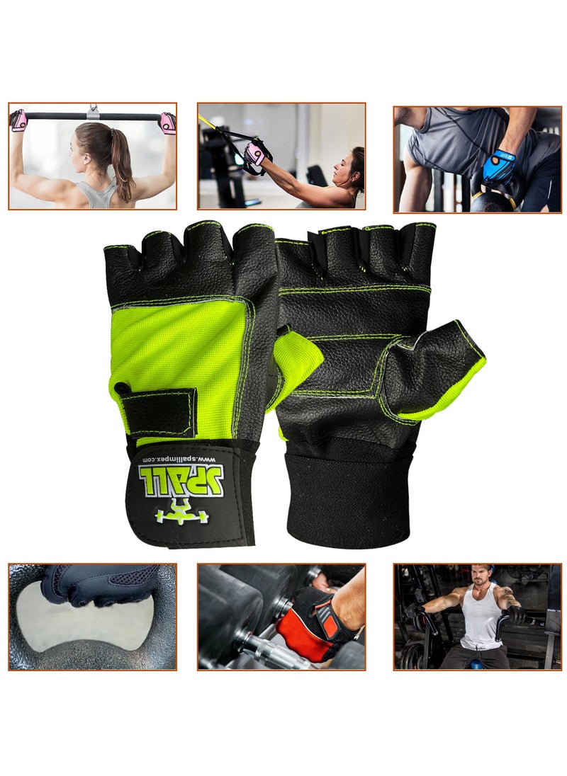 Spall - Weight Lifting Leather Gloves Short Strap Power Lifting Gloves Strong Grip Palm Exercise Fitness Strengthen Gloves Home Gym - Image 1