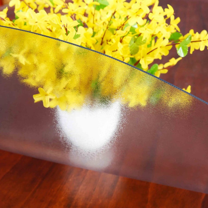 NECAUX 47 Inch Round Frosted Table Cover Protector 2mm Thick Upgraded Version Unshrinkable NonSlip Waterproof Oil Proof Plastic Tablecloth Protector for Dining Table Office Desk Living Room Table