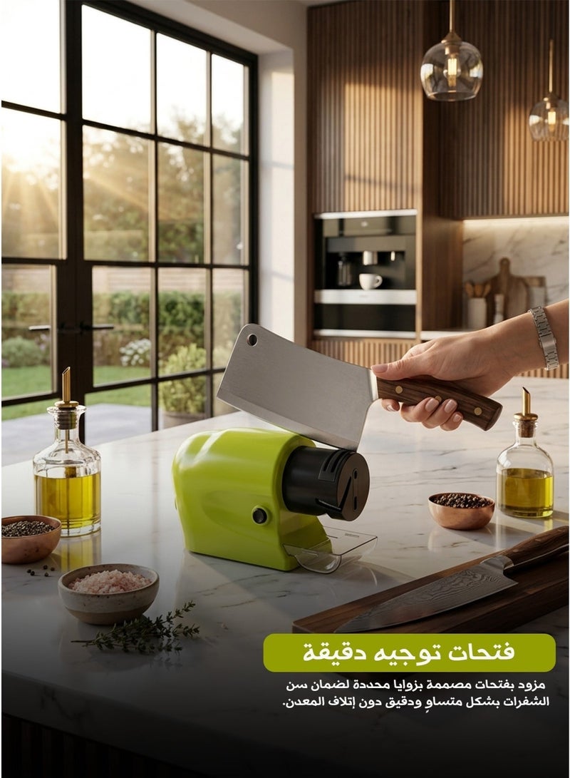 سويفتي شارب مسن سكاكين ومقصات ومفكات كهربائي – متعدد الوظائف، مبراة سكاكين المطبخ وسكاكين الفاكهة، أداة شحذ سريعة وآمنة - Image 2