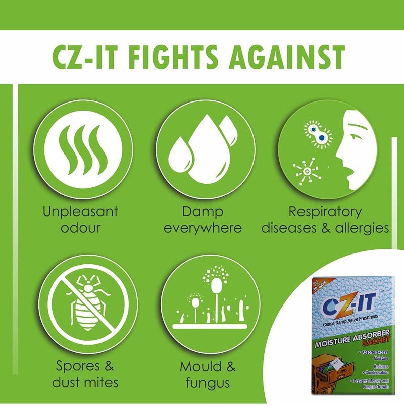 CZ-IT CZIT MOISTURE ABSORBER SACHETS 100g Cease Damp Seize Freshness  - Image 5