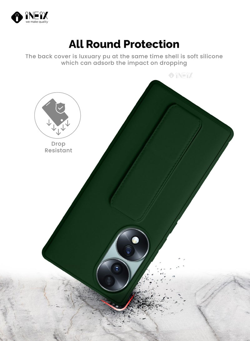 INEIX 3-in-1 Magnetic Wrist Strap Hand Grip with Stand Case Cover for Honor 70-Green - Image 5
