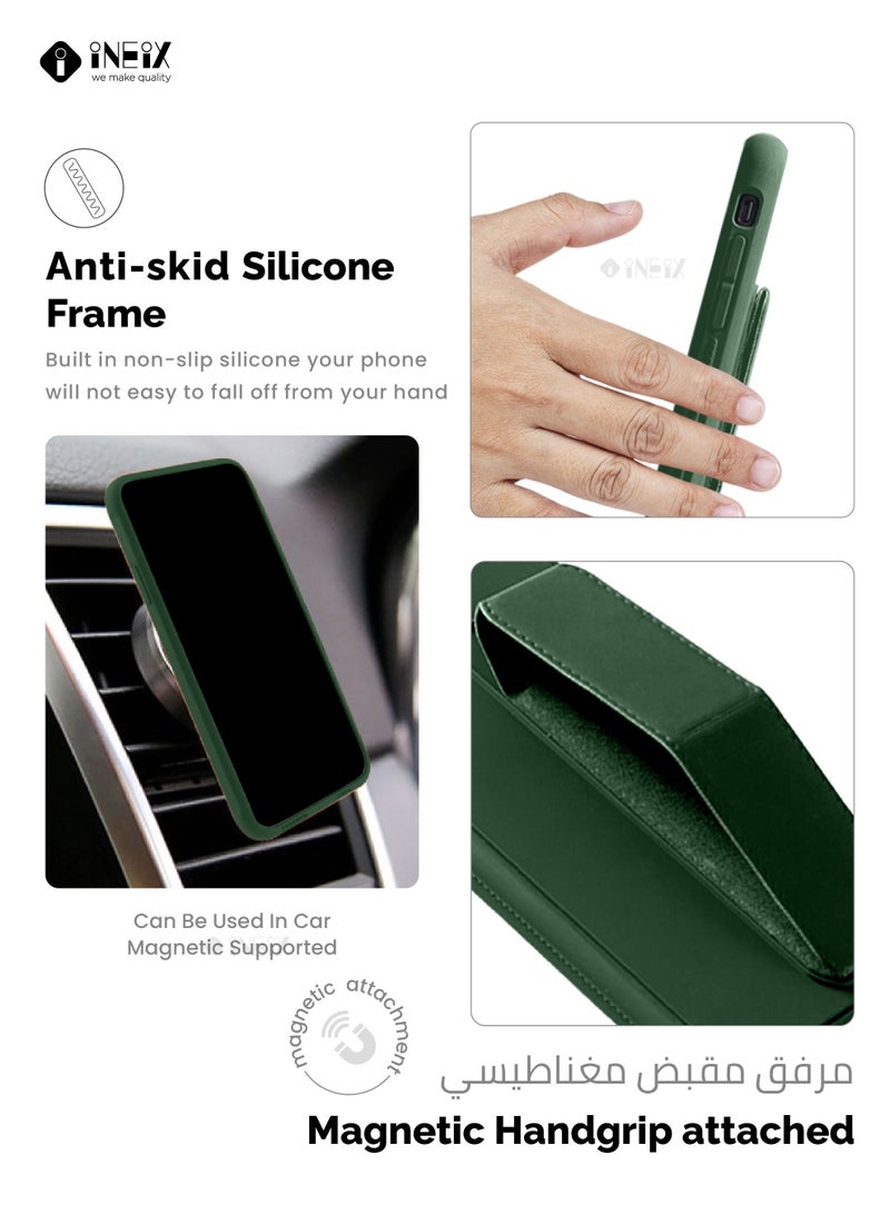 INEIX 3-in-1 Magnetic Wrist Strap Hand Grip with Stand Case Cover for Honor 70-Green - Image 4
