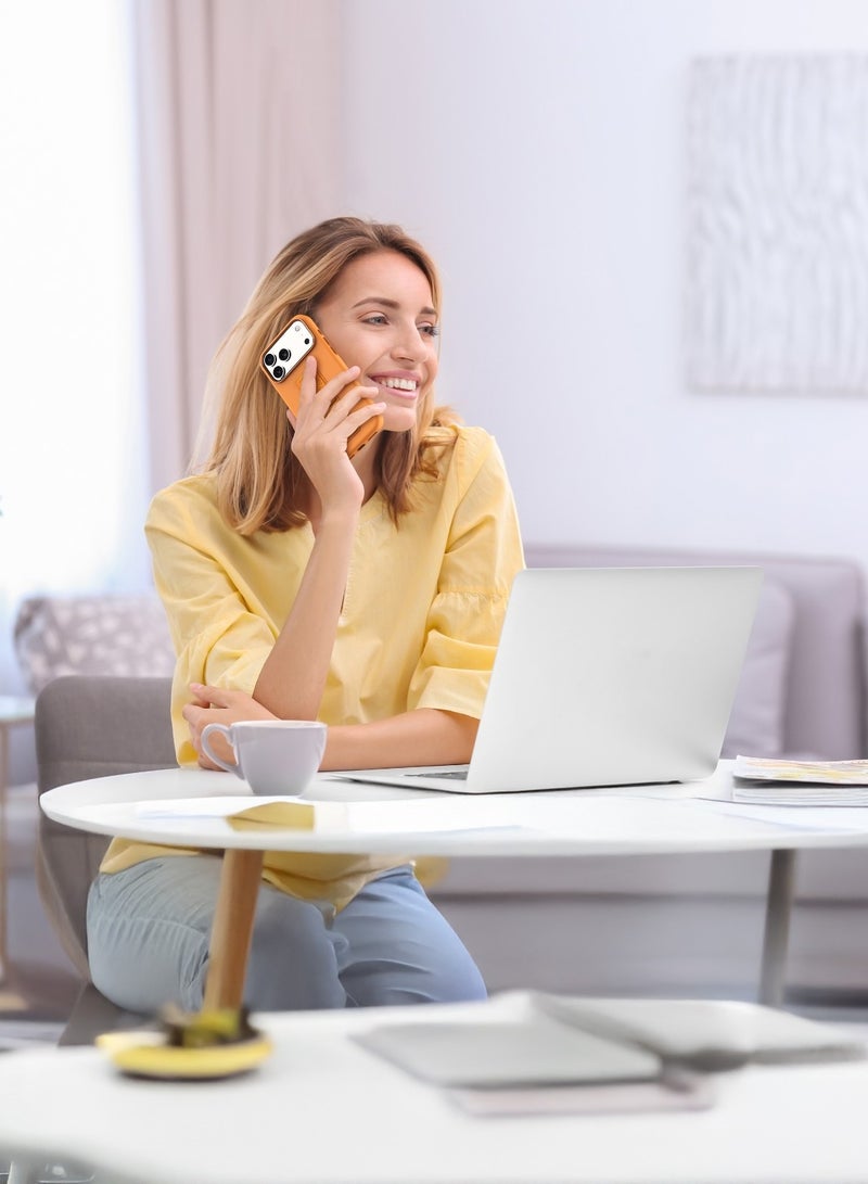 LEVELO iPhone 17 Pro Max Case Morphix Silicone With Leather Grip For Secure Hold / Shock-Resistant Bumper / Slim Fit Design Back Cover / Raised Bezels For Camera & Screen / Liquid Silicone Comfort / Raised Edge - Orange - Image 4