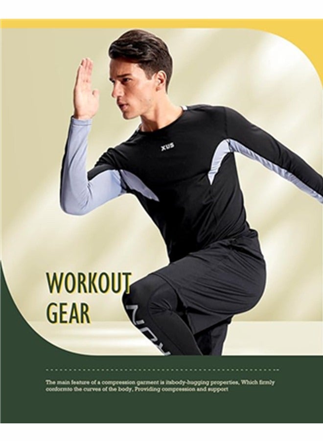 NIBEMINENT Mens Compression Shirts Short Sleeve,Sports Base Layer T-Shirts Tops, Athletic Workout Shirt 5 Pack  - Image 2