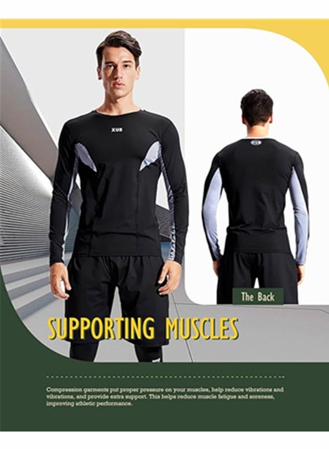 NIBEMINENT Mens Compression Shirts Short Sleeve,Sports Base Layer T-Shirts Tops, Athletic Workout Shirt 5 Pack  - Image 4