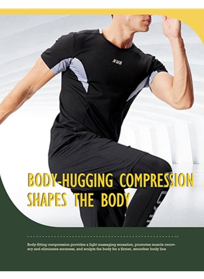 NIBEMINENT Mens Compression Shirts Short Sleeve,Sports Base Layer T-Shirts Tops, Athletic Workout Shirt 5 Pack  - Image 5