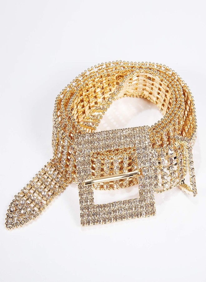Dubulle Women Diamond Waist Belt with Shiny Rhinestone Sexy Chain Crystal Sashes Wedding Belt Bling Bridesmaid (Gold) - Image 4
