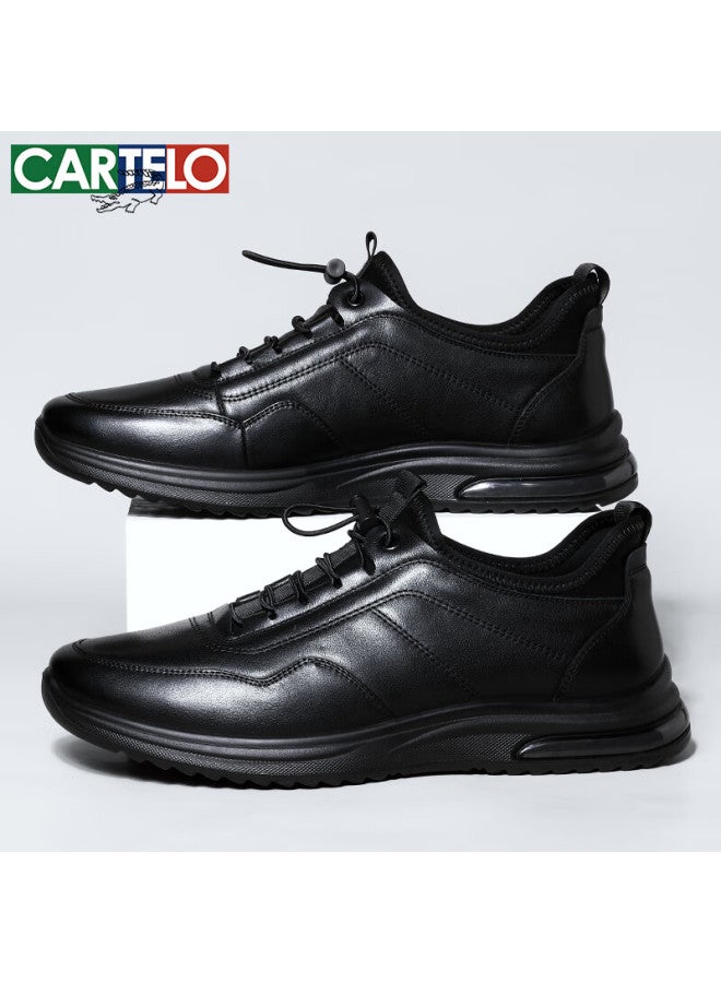 Cartelo Men's Sports Shoes Soft Sole Soft Surface First Layer Cowhide Breathable Shoes Men's Sports Shoes Kg04 Black Size 42 - Image 2
