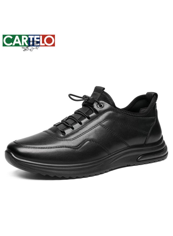 Cartelo Men's Sports Shoes Soft Sole Soft Surface First Layer Cowhide Breathable Shoes Men's Sports Shoes Kg04 Black Size 42 - Image 3