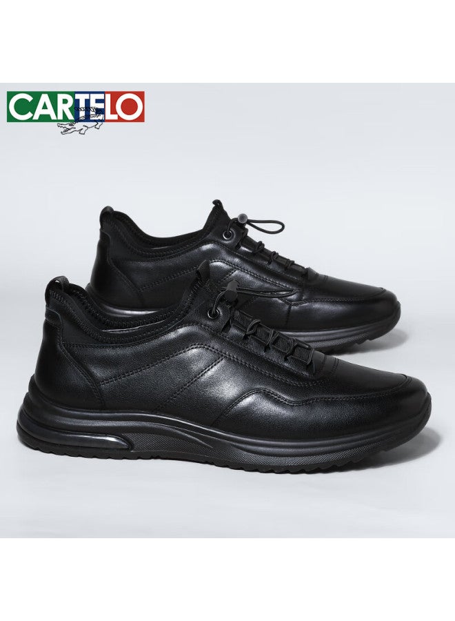 Cartelo Men's Sports Shoes Soft Sole Soft Surface First Layer Cowhide Breathable Shoes Men's Sports Shoes Kg04 Black Size 42 - Image 5