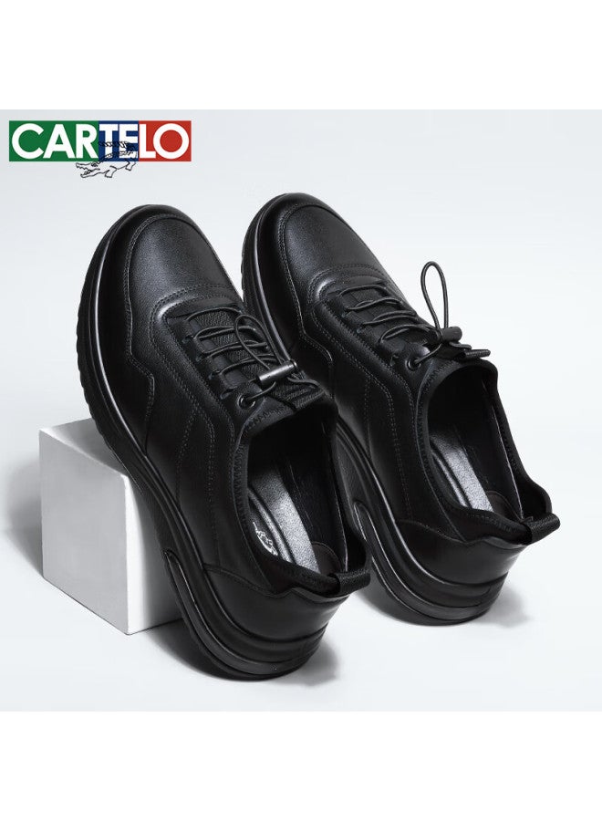 Cartelo Men's Sports Shoes Soft Sole Soft Surface First Layer Cowhide Breathable Shoes Men's Sports Shoes Kg04 Black Size 42 - Image 4