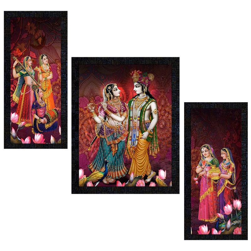 PNF Set of 3 Religious Radha Kishan UV Textured Synthetic Framed Painting (22x14inch,Multicolour,Synthetic) - Image 5