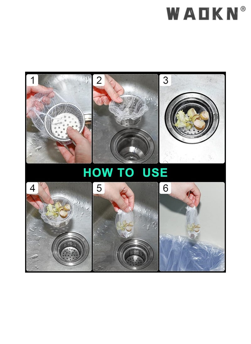 WAOKN 300 PCS Kitchen Sink Strainer Mesh Bag Disposable Mesh Sink Strainer Bags Sink Net Strainer Filter Bags Sink Trash Mesh Bag for Sink Drain for Collecting Kitchen Food Waste Leftover Garbage  - Image 4
