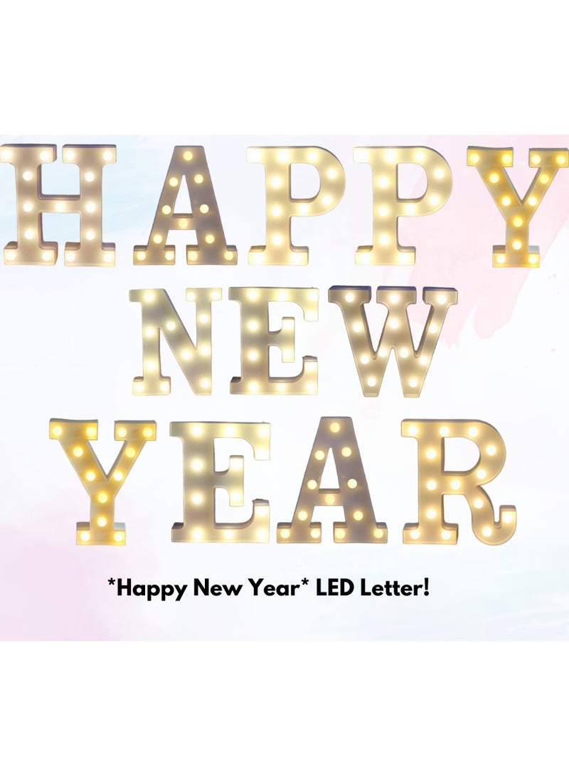 Vitacelli أضواء حروف LED بأحرف بلاستيكية مضيئة - HAPPY NEW YEAR ( 8.54 بوصة × 7.2 بوصة × 1.7 بوصة )