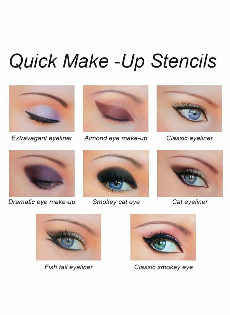 Eyes Makeup Stencils, 8 Sheet Quick Make-Up Templates for Eyebrows, Eye Shadow Eyeliner Stencil Auxiliary Tool with Various Shapes for Beginners, Women, Girls