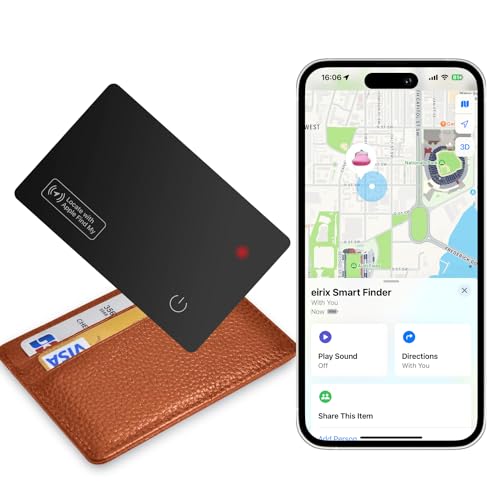 eirix Wallet Tracker Card (iOS Only), Slim Smart GPS Tracker Works with Apple Find My, Rechargeable Wallet Tracker and Item Locator for Luggage, Purse, Card Bag - Image 1