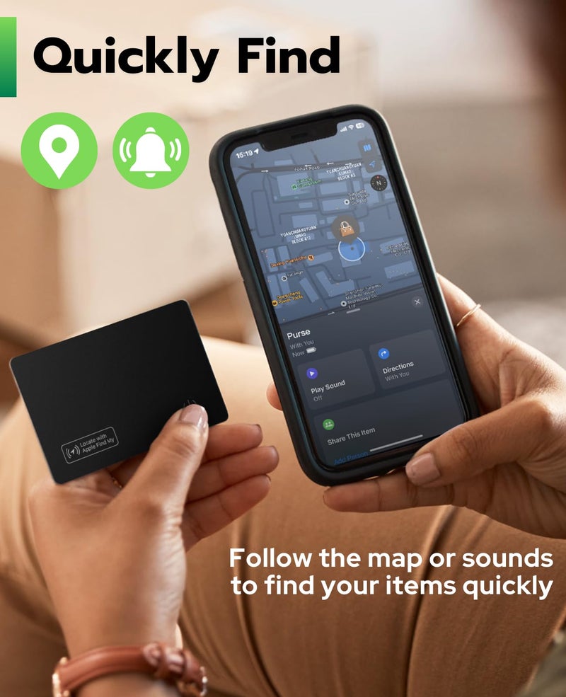 eirix Wallet Tracker Card (iOS Only), Slim Smart GPS Tracker Works with Apple Find My, Rechargeable Wallet Tracker and Item Locator for Luggage, Purse, Card Bag - Image 4