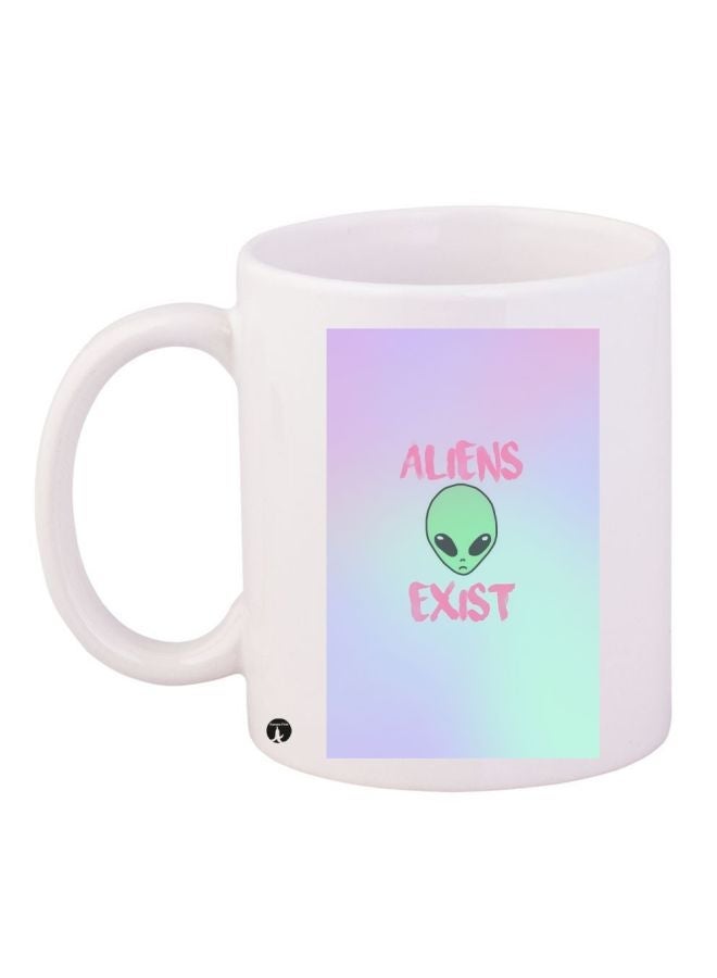 RYN Aliens Exist Printed Coffee Mug White/Purple/Green 11ounce