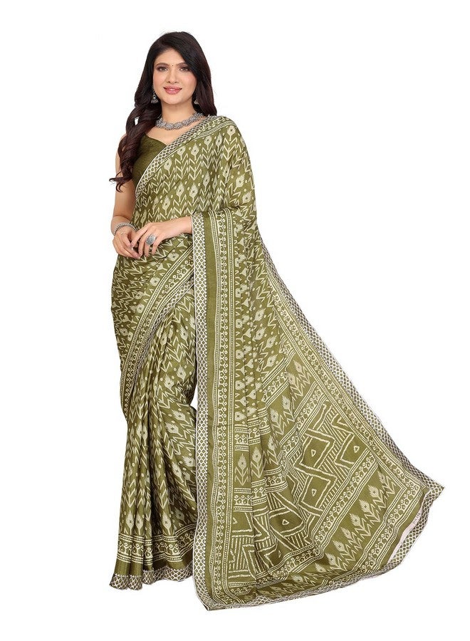 Yashika Women's Tussar Silk With Lace Printed Sari Saree with Blouse|saree for Women | Saree | New Sari | Latest Saree (AZ-YS-P1-NAJMIN GREEN LACE) - Image 1