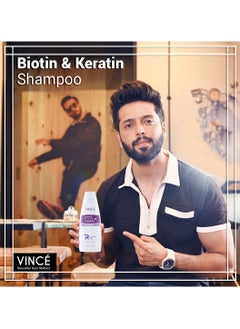 VINCE Biotin & Keratin Shampoo – Reduces Hair Fall, Strengthens Hair & Adds Volume – Promotes Softer, Shinier Hair – Gently Cleanses Scalp & Supports Healthy Growth – Paraben-Free, 230ml  - Image 2