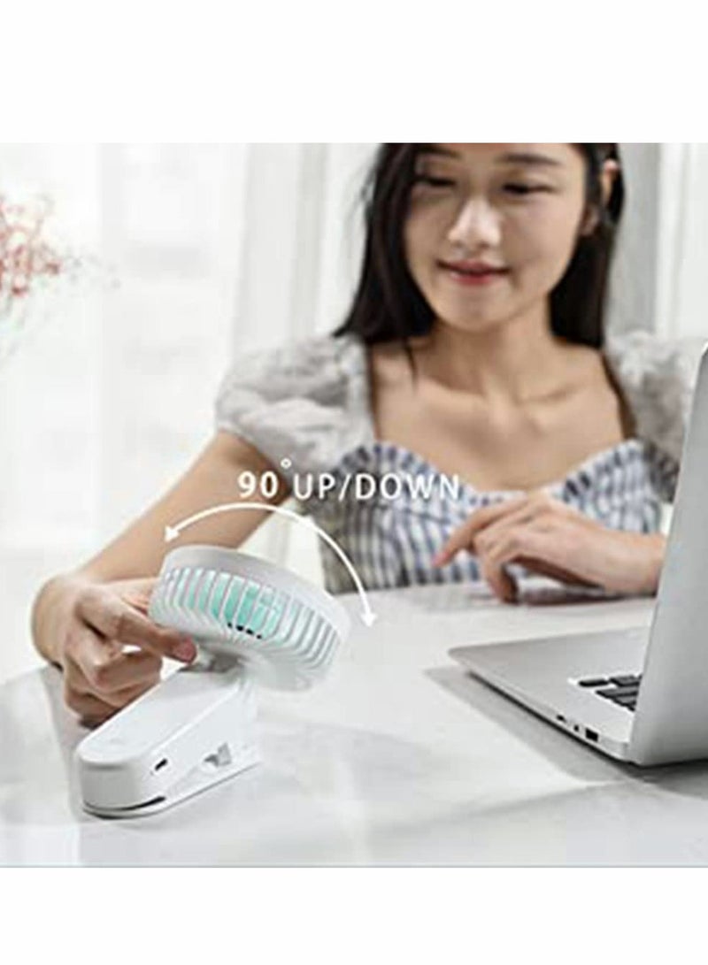 USB Desk Fan with Magnetic Clip, Mini Clip on Fan, Portable Cooling Fan with 3 Speed,180° Adjustable USB Fan, Personal Quiet Electric Fan for Home Office Camping (White) - Image 2