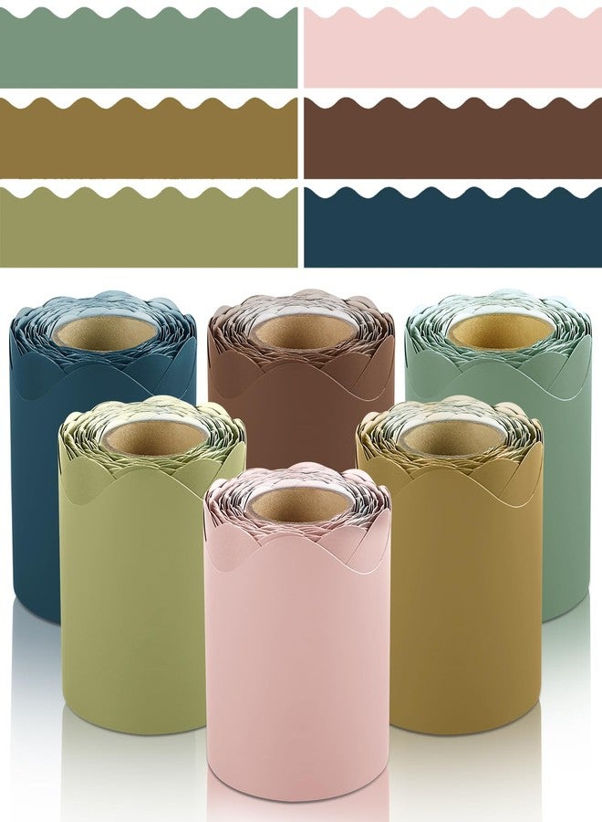 FloraSea 6 Rolls 196.8 Ft Multicolor Scalloped Bulletin Board Borders, Back to School Classroom Decor - Image 1
